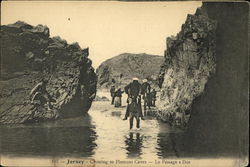 Crossing to Pieont Caves - Le Passage a Dos Jersey, United Kingdom Postcard Postcard