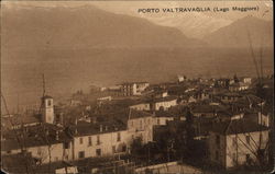 View of Town and Lake Maggiore Postcard