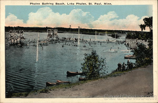 Phalen Bathing Beach, Lake Phalen St. Paul, MN Postcard