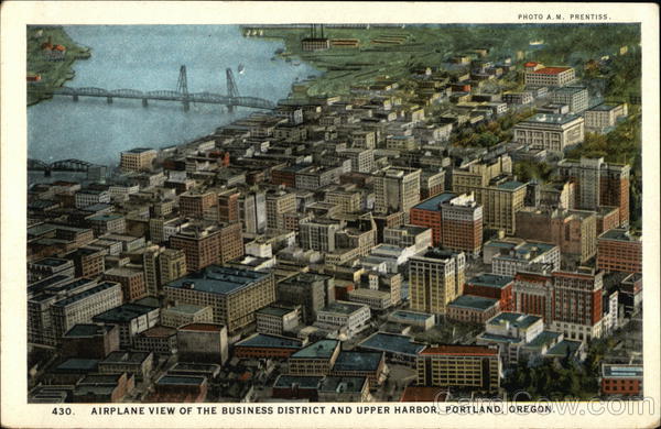 Aerial View of Business District and Upper Harbor Portland Oregon