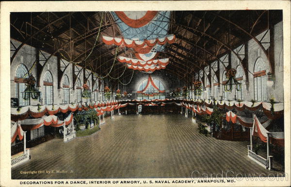 Decoration for a Dance, Interior of Armory, U. S. Naval Academy Annapolis Maryland