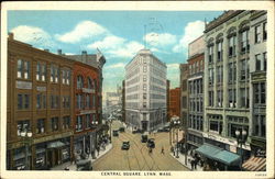 Bird's Eye View of Central Square Lynn, MA Postcard Postcard Postcard