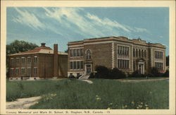 Ganong Memorial and Mark St. School Postcard