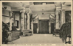 Bixby Memorial Free Library - Rotunda and Staircase Postcard