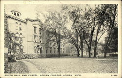 South Hall and Chapel, Adrian College Postcard