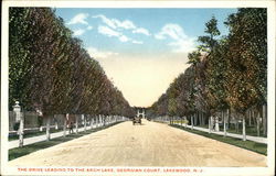 The Drive Leading to the Arch Lake, Georgian Court Lakewood, NJ Postcard Postcard Postcard