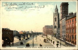 Overhead Electric Railway and St. Nicholas Street Liverpool, England Merseyside Postcard Postcard Postcard