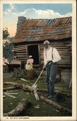 My Old Log Cabin Postcard