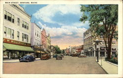 Main Street Sanford, ME Postcard