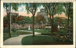Congress Spring Park, showing Soldiers' Monument and Grand Union Hotel Postcard