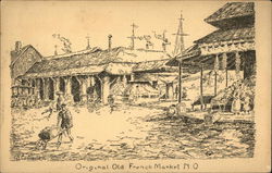 Original Old Fench Market Postcard