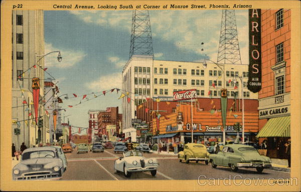 Central Avenue, Looking South at Corner of Monroe Street Phoenix Arizona