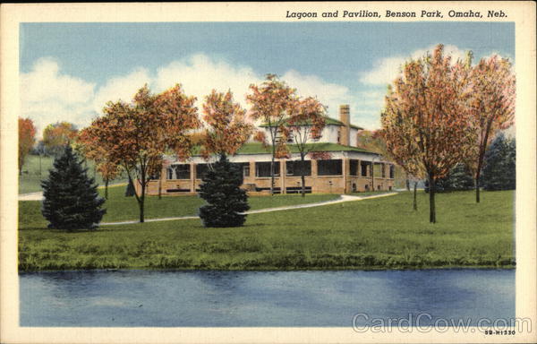 Benson Park - Lagoon and Pavilion Omaha Nebraska