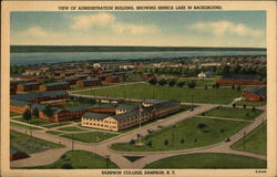 View of Administration Building, showing Seneca Lake in Background, Sampson College New York Postcard Postcard Postcard