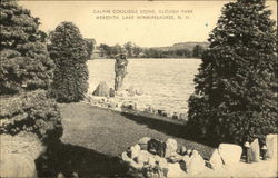 Calvin Coolidge Stone, Clough Park at Lake Winnipesaukee Meredith, NH Postcard Postcard Postcard