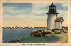 Water View at Brant Point Light Postcard