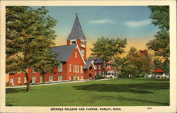 Nichols College and Campus Dudley, MA Postcard Postcard Postcard