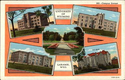 University of Wyoming - Engineering Building, Men's Dormitory, Gymnasium, Old Main Laramie, WY Postcard Postcard Postcard