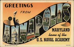 Greetings from Annapolis, Maryland, Home of the U. S. Naval Academy Postcard