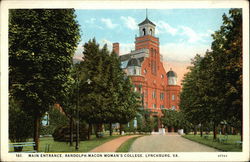 Randolph Macon Woman's College - Main Entrance Lynchburg, VA Postcard Postcard Postcard