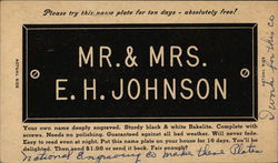 House Name Plate Offer Postcard