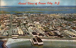 Aerial View of Town and Beach Postcard