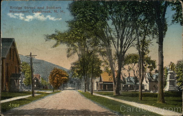 Bridge Street and soldiers Monument Colebrook New Hampshire