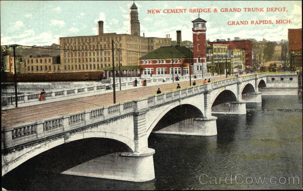 New Cement Bridge & Grand Trunk Depot Grand Rapids Michigan