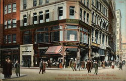 Corner Boyiston and Washington Streets showing New Subway Entrance Postcard