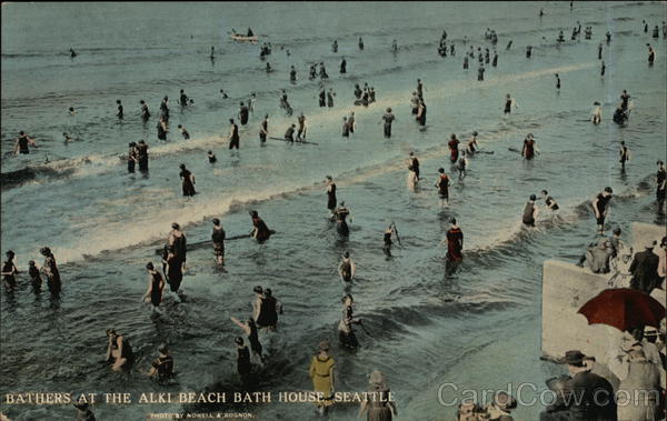 Bathers at the Alki Beach Bath House Seattle Washington