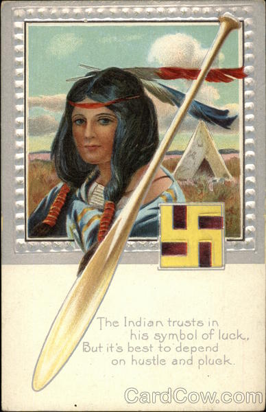 Drawing of Indian and Swastika Native Americana