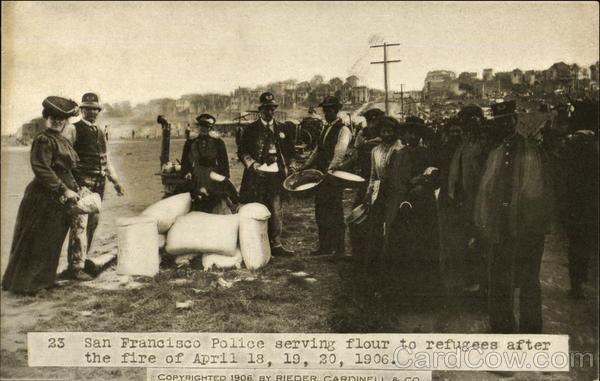 San Francisco Police Serving Flour to Refugees California