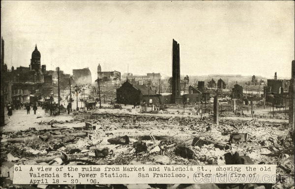 A View of the Ruins from Market and Valencia St. San Francisco California