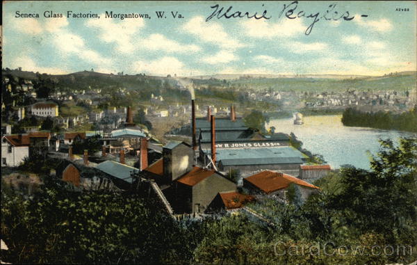 Bird's Eye View of Seneca Glass Factories Morgantown West Virginia