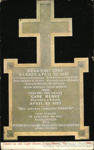 Tablet on Old Light House Cape Henry Virginia