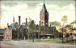 Chicago, Milwaukee & St. Paul R.R. Depot Postcard