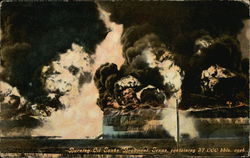 Burning Oil Tanks Postcard