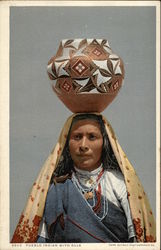 Pueblo Indian with Olla Native Americana Postcard Postcard Postcard