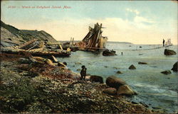 Wreck on Cuttyhunk Island Gosnold, MA Postcard Postcard Postcard