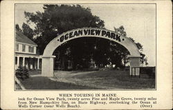 Ocean View Park, Wells Corner Maine Postcard Postcard Postcard