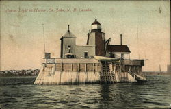 Beacon Light in Harbor Saint John, NB Canada New Brunswick Postcard Postcard Postcard