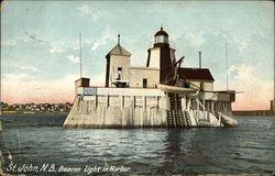 Beacon Light in Harbor Saint John, NB Canada New Brunswick Postcard Postcard Postcard