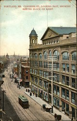 Congress Street Looking East and Baxter Block Postcard