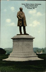 Statue Maines famous Statesman, Thomas Brackett Reed, Western Promenade Postcard