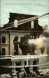 City Hall - Morning of Fire, January 24th, 1908 Postcard