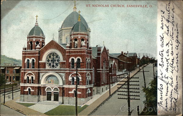 St. Nicholas Church Zanesville, OH Postcard