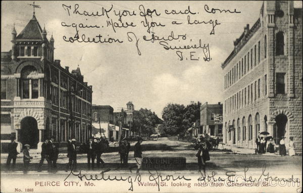 Walnut Street, looking North from Commercial Street Peirce City Missouri