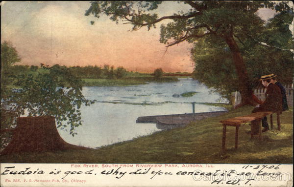 Fox River Looking South from Riverview Park Aurora Illinois