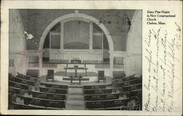 Estey Pipe Organ in New Congregational Church Chelsea Massachusetts