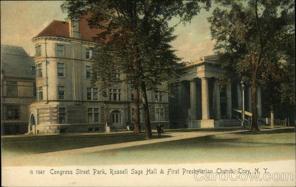 Congress Street Park, Russell Sage Hall & First Presbyterian Church Troy New York